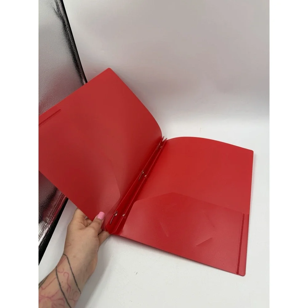 24 Pack #86613 Better Office Products Red Poly Portfolios With Pockets & Prongs